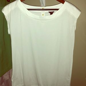 NWT White Cap Sleeve Top Ann Taylor Size M